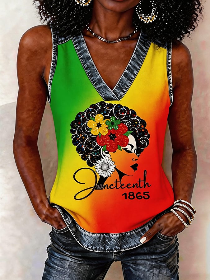 Juneteenth Freedom Day Women'S Black Juneteenth Printed Vest