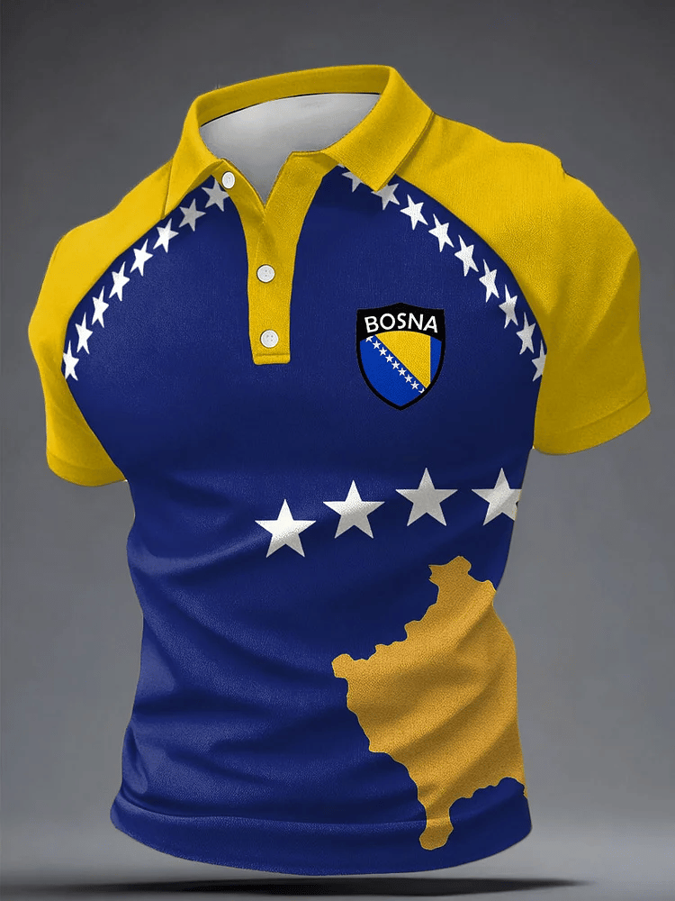 Men's Bosnia ZMAJEVI Football Lover Print Casual Polo