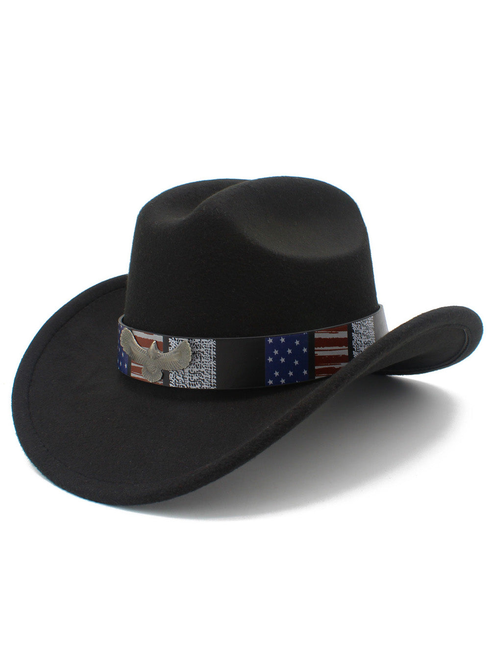 Men's American Flag Eagle Independence Day Wide Brim Cowboy Hat