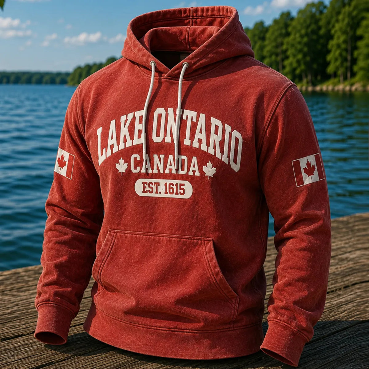 Men's 1615 Ontario Canada Print Casual Warm Hoodie