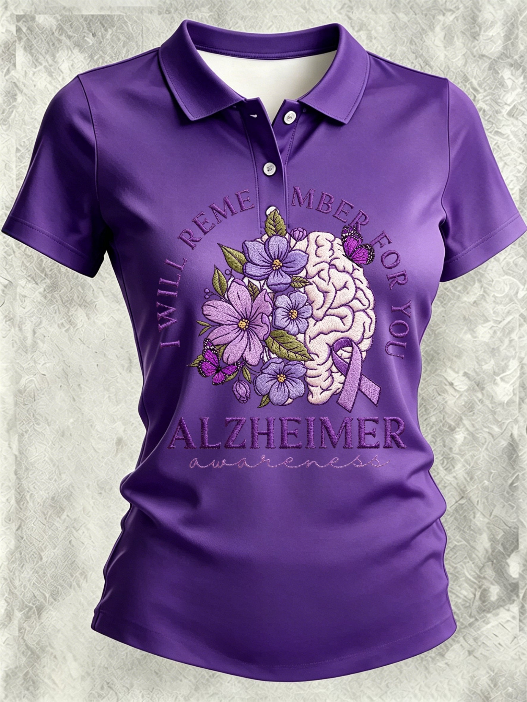 Women's Alzheimer's Awareness Print Polo Shirt