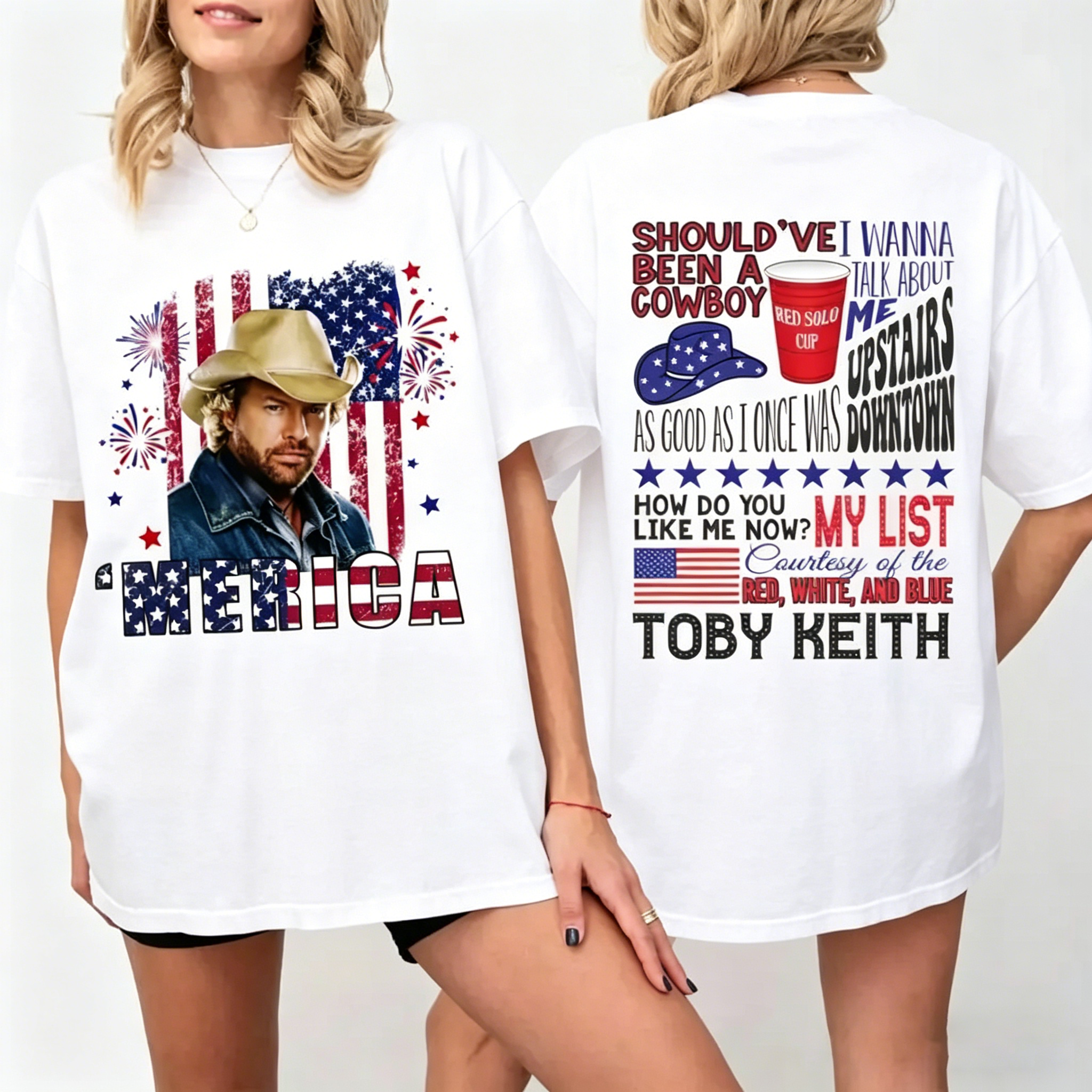 Women's Patriotic Toby Courtesy of the Red White and Blue T-Shirt