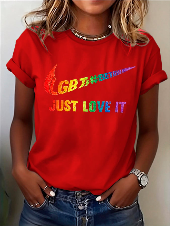 Retro Pride Parade Be True Just Love It Print T-Shirt