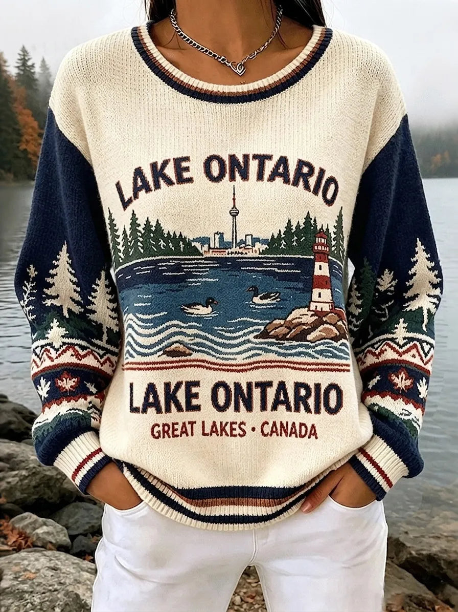 Women's Lake Ontario Always And Forever Printed Sweater