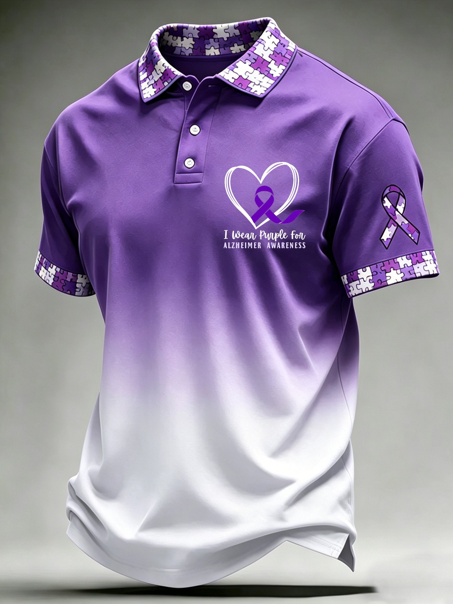 Men's Alzheimer's Awareness Printed Polo Shirt