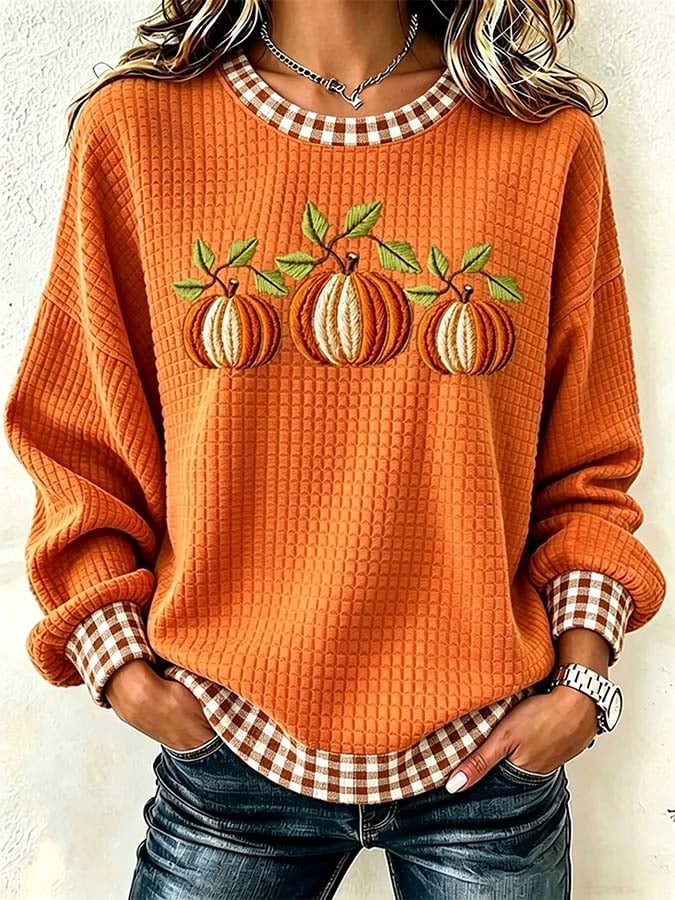 Women'S Casual Pumpkin Print Autumn Top