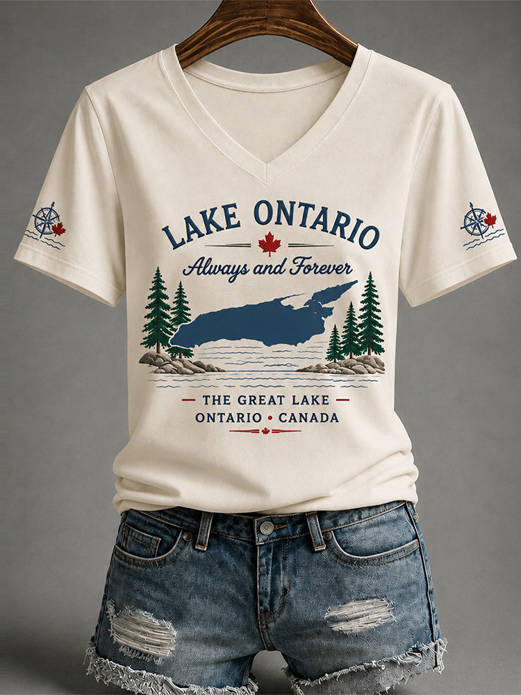 Women's Lake Ontario Always And Forever V-neck Tee