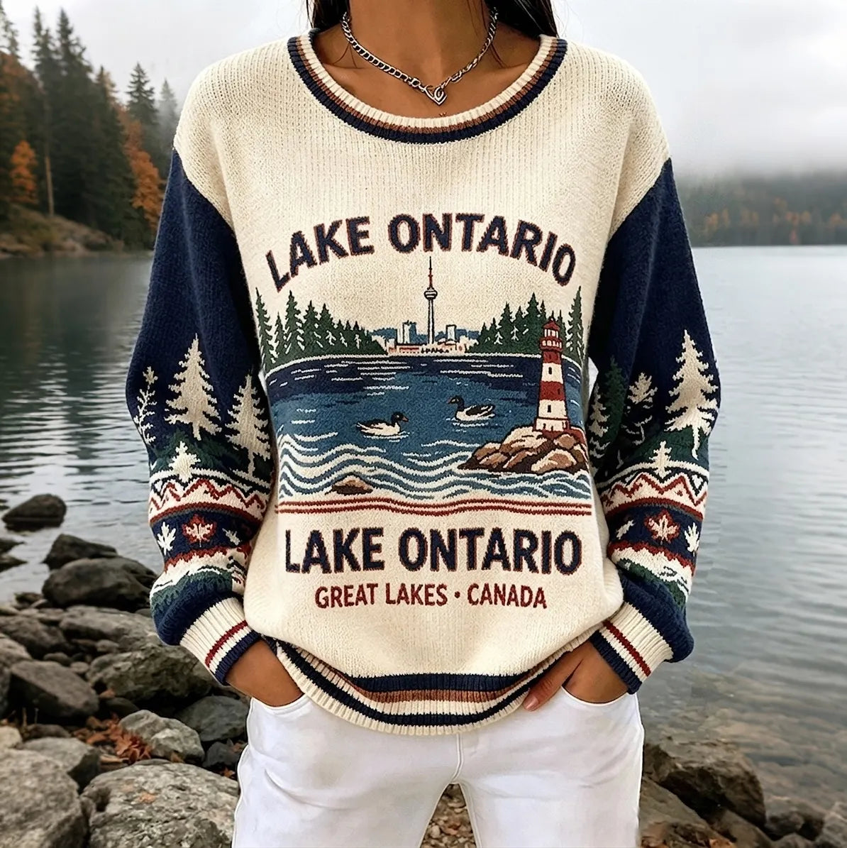 Women's Lake Ontario Always And Forever Printed Sweater