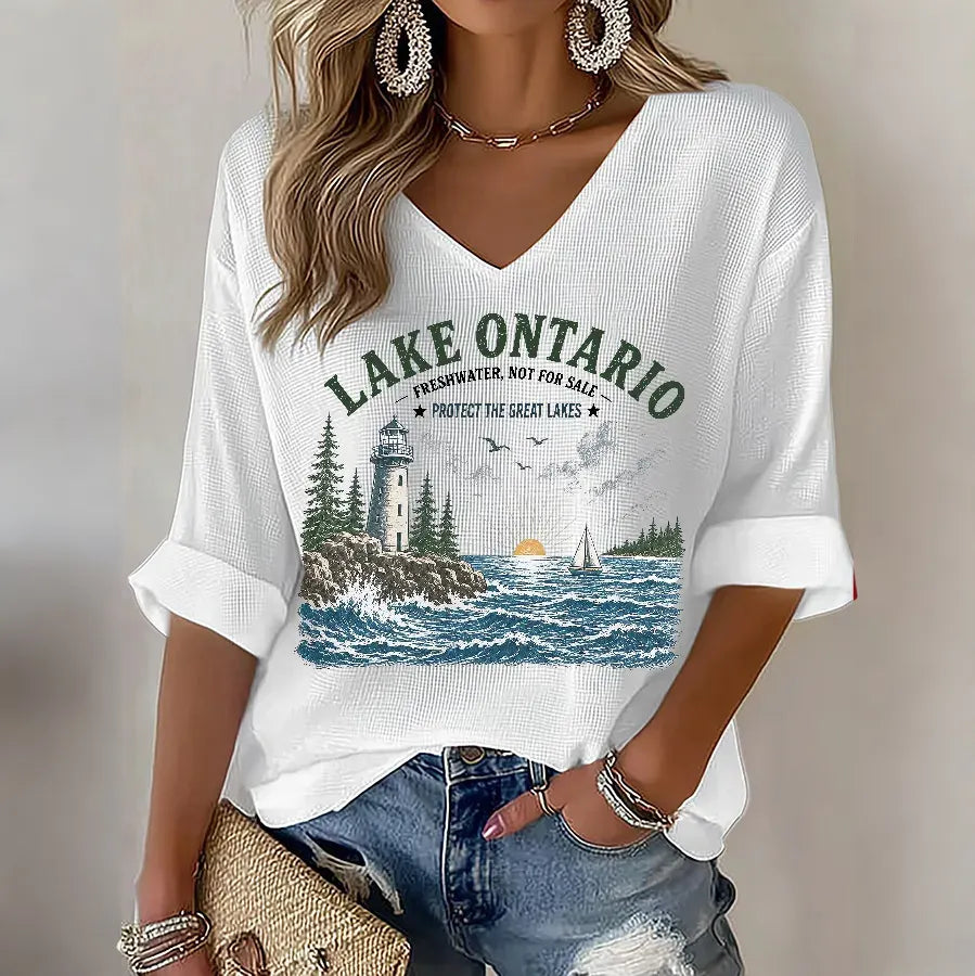 Women’s Lake Ontario Printed Casual T-shirt