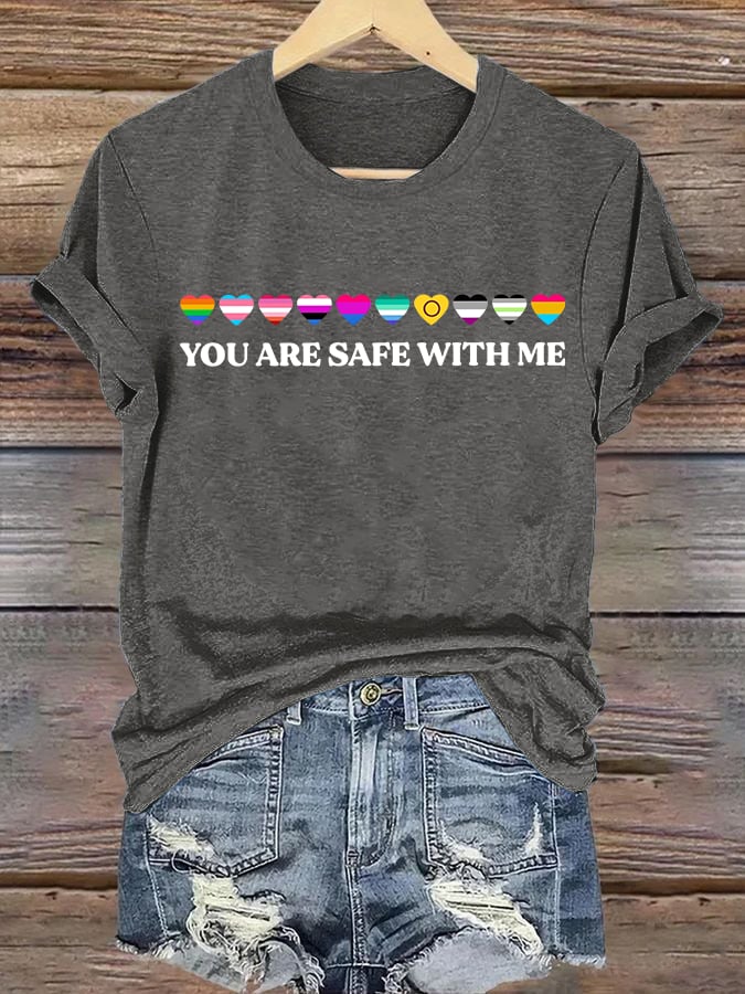 Women's  YOU ARE SAFE WITH ME  Print T-Shirt