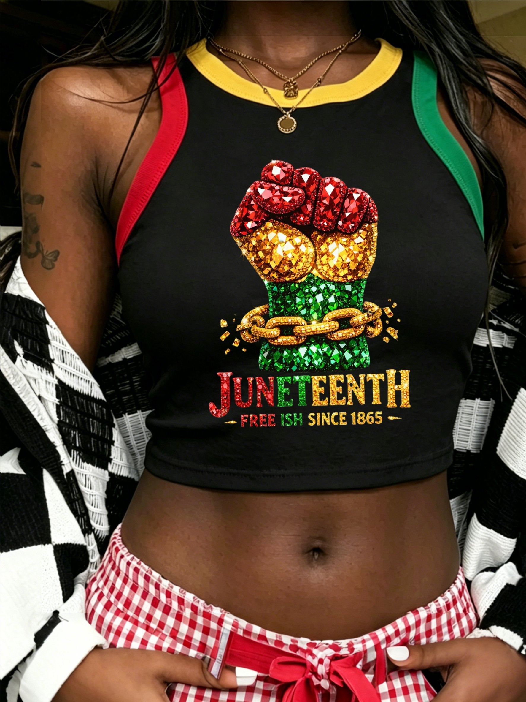 African American Women's Juneteenth Print Tank Top