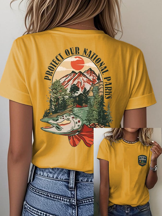 Women's National Park Printed Casual T-Shirt