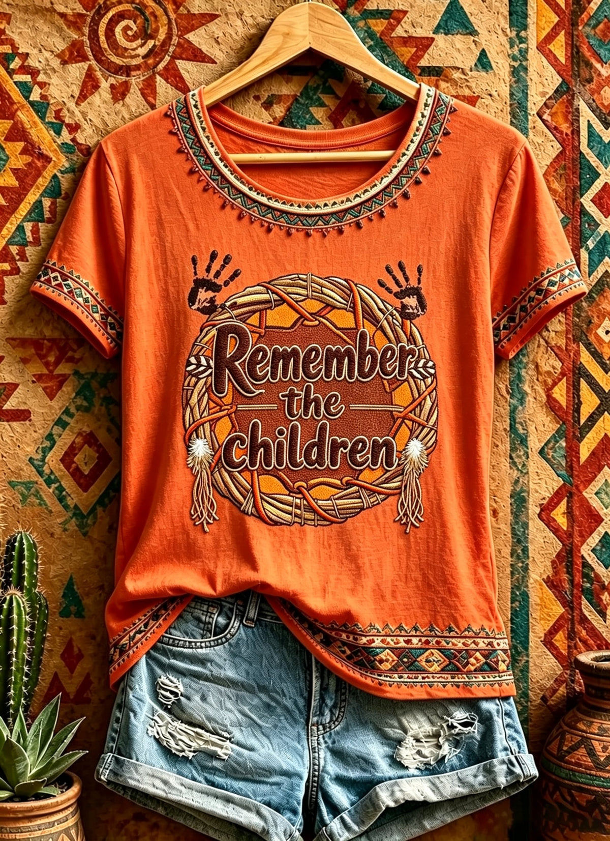 Women's Orange Shirt Day Print Casual T-shirt