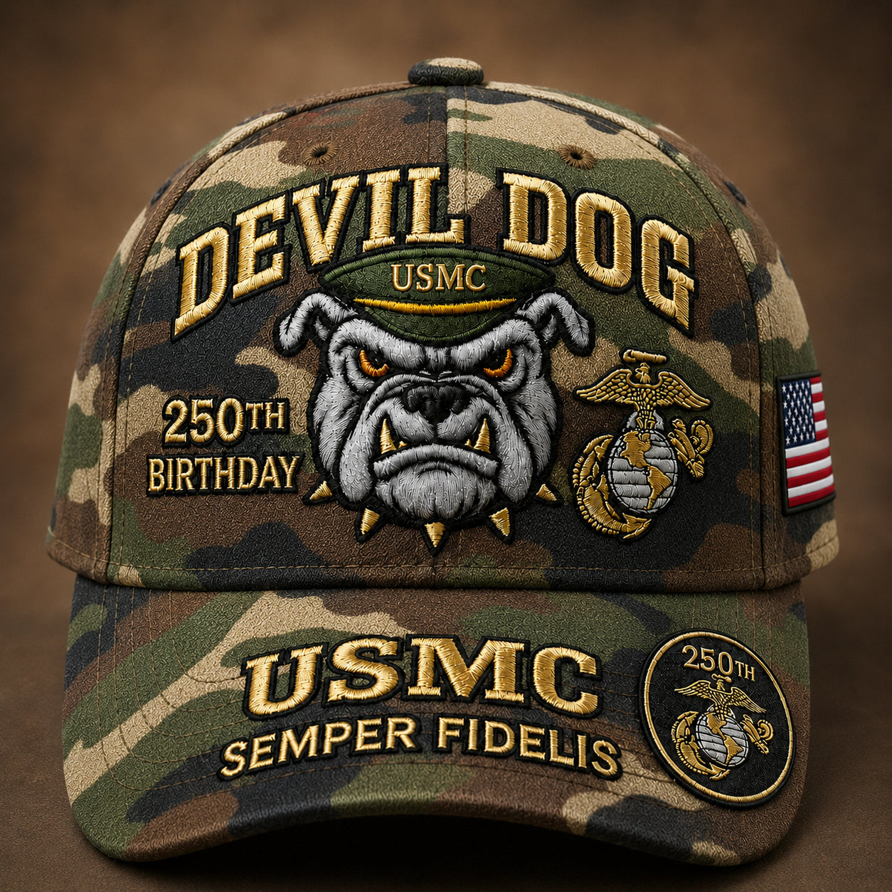 ❤️Handmade Devil Dog USMC 250th Birthday Commemorative Cap 🇺🇸