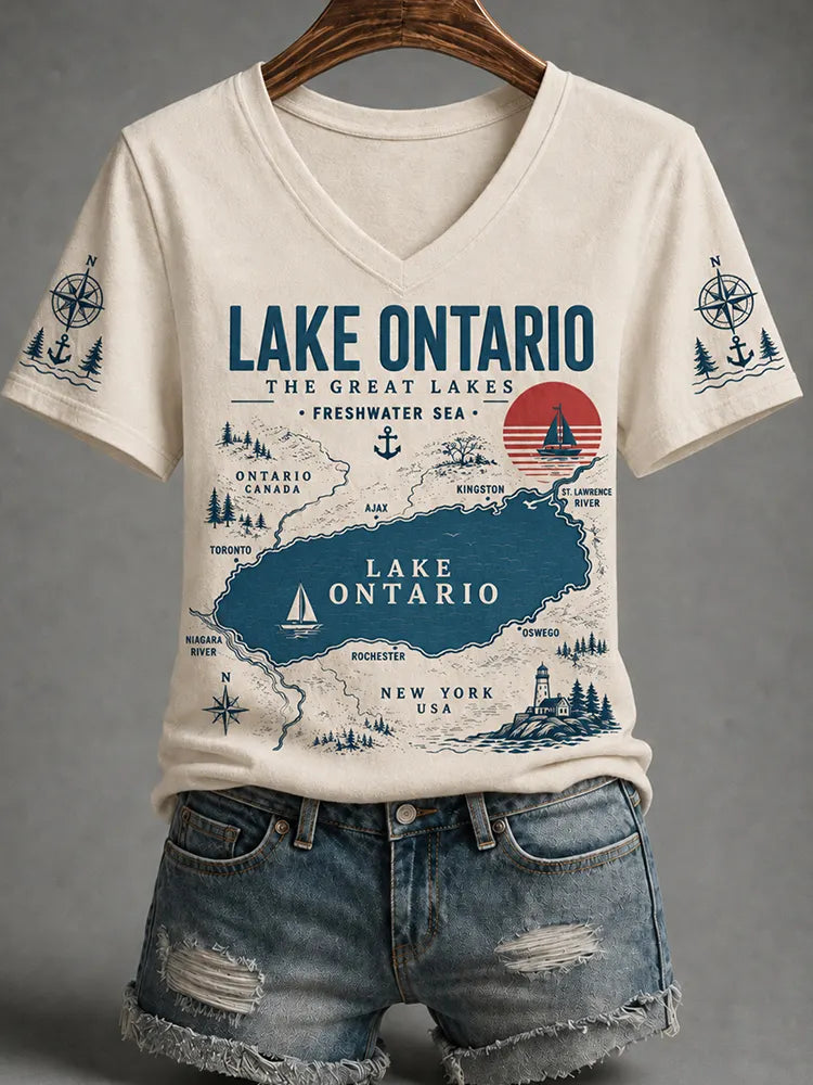 Women's Lake Ontario Always And Forever V-neck Tee