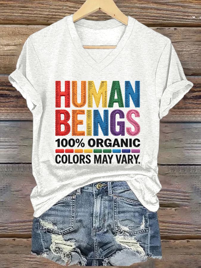 Women's Human Beings Colors May Vary Print Casual T-shirt