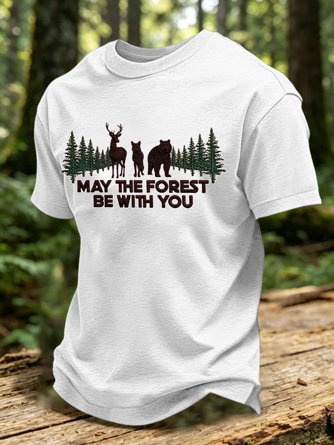 Men's May The Forest Be With You Printed Casual T-Shirt