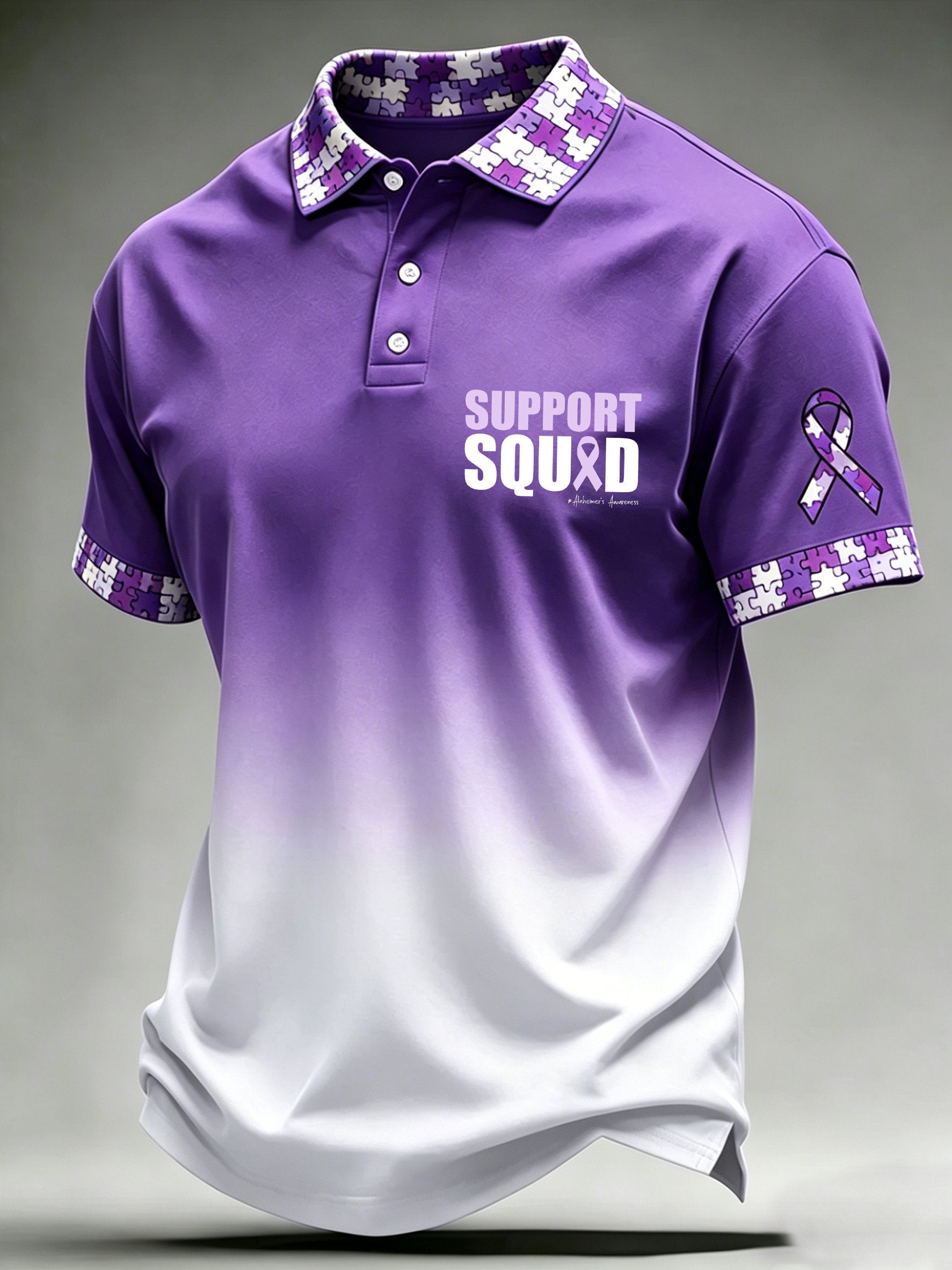 Men's Alzheimer's Awareness Printed Polo Shirt