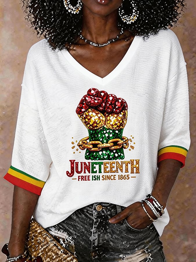 Women'S Juneteenth Printed T-Shirt Featuring Black Women Who Gained Nominal Freedom In 1865