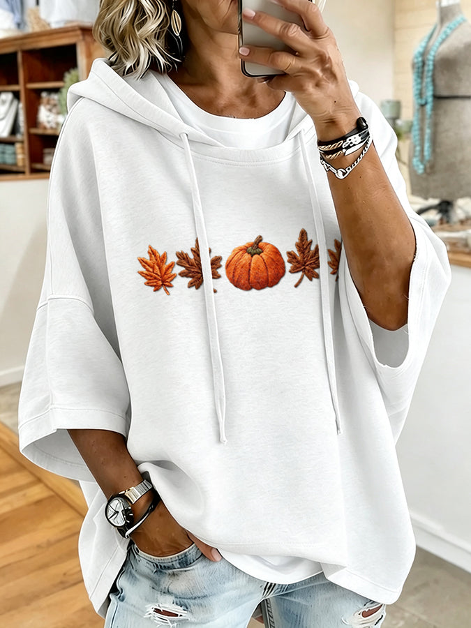 Women'S Casual Pumpkin Print Hoodie