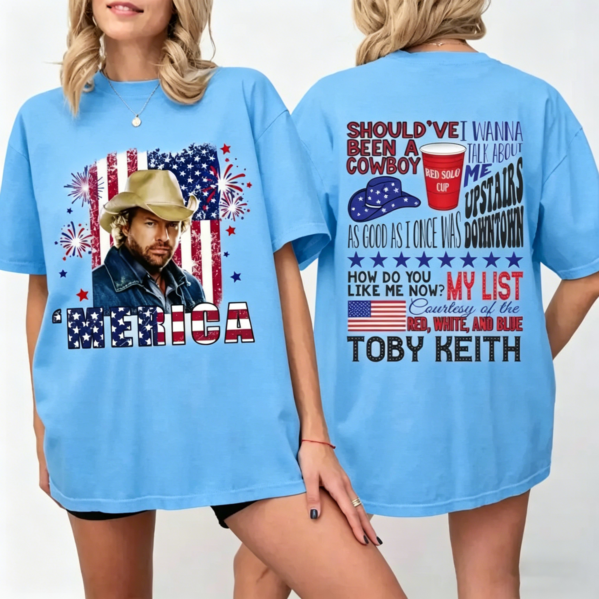 Women's Patriotic Toby Courtesy of the Red White and Blue T-Shirt