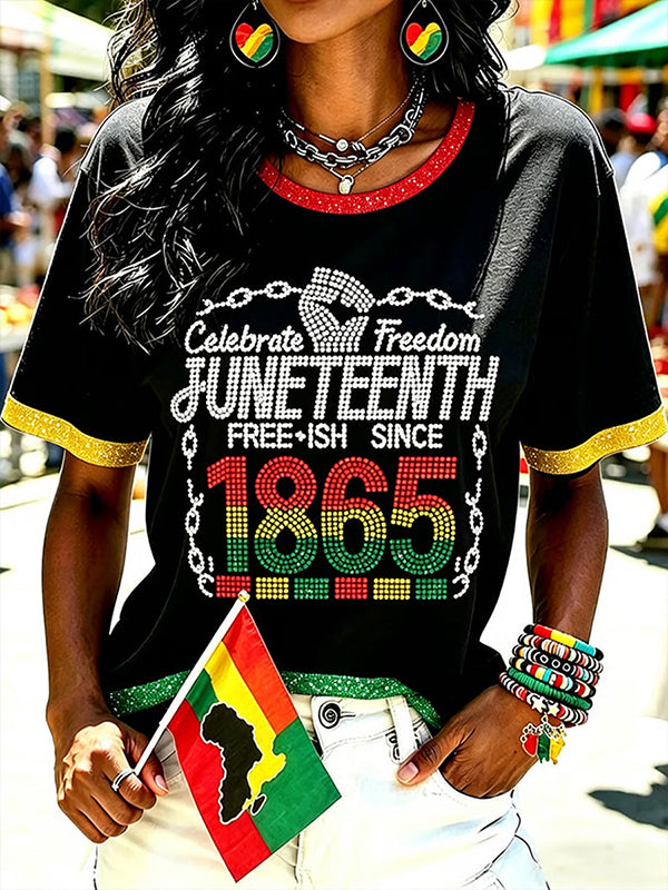 Women's Celebrate Freedom Juneteenth 1865 Print Casual T-Shirt