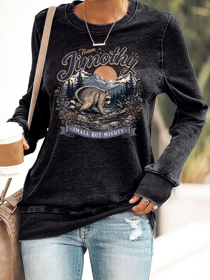 Retro Team Jimothy. Small But Mighty Print Sweatshirt
