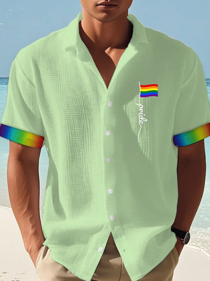 Men's Gay Pride Print Waffle Shirt