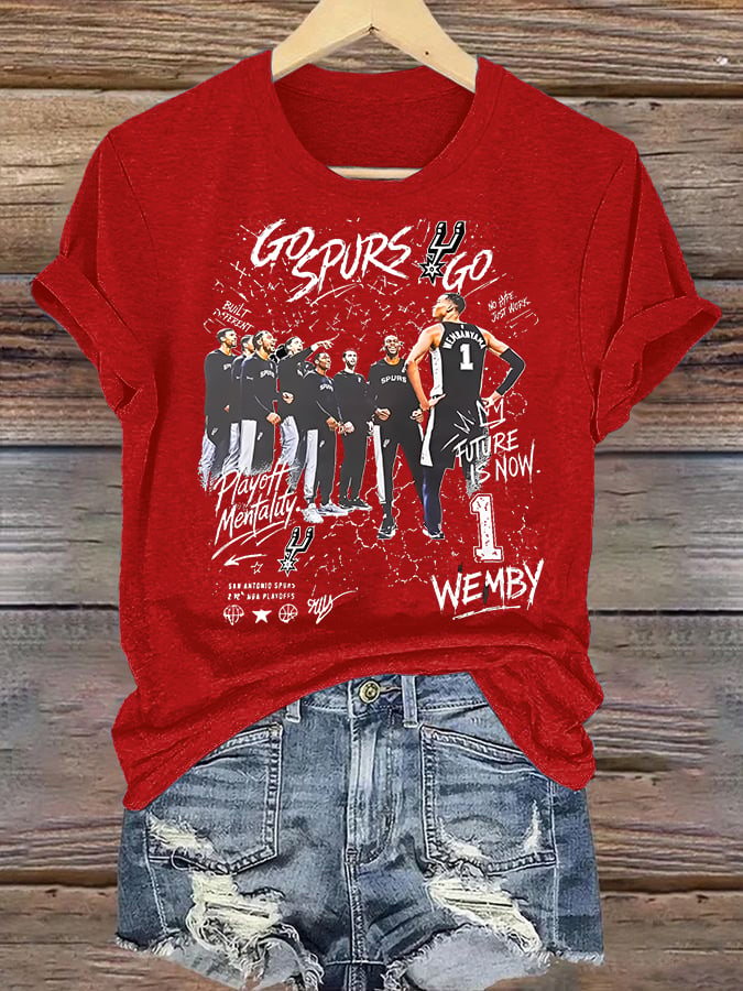 Women's  WEMBY Print Round Neck T-shirt