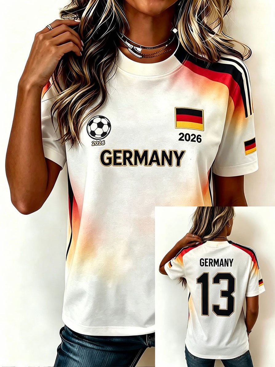 Women's Stylish Germany National Football Team Fan T-Shirt – Crew Neck, Short Sleeve