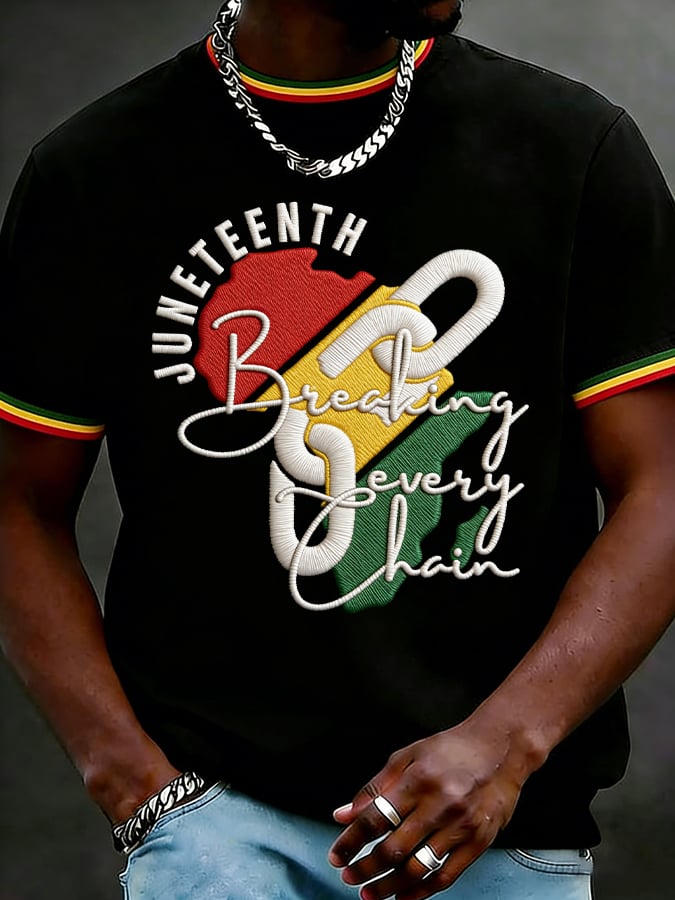 Men's Juneteenth Breaking Every Chain Printed Casual T-shirt