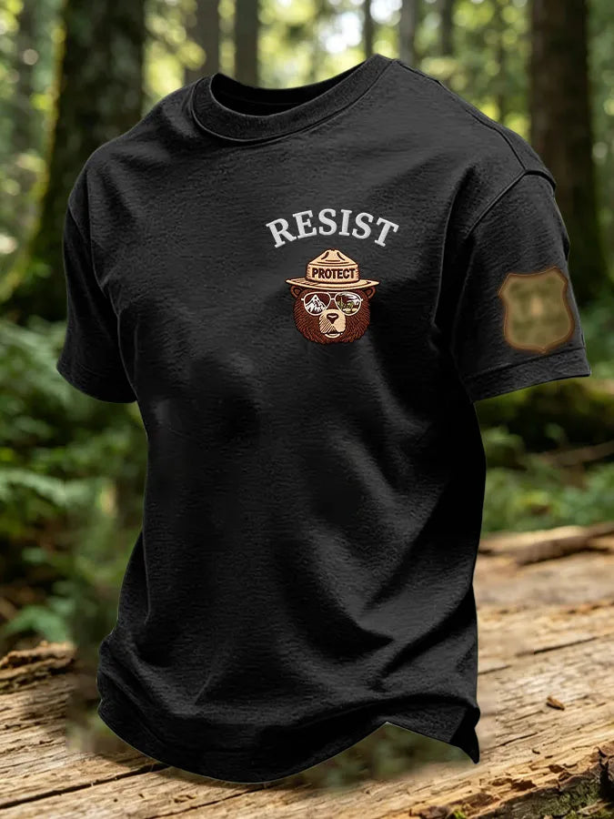 Men's Retro Protect Our Forest Printed Casual T-Shirt