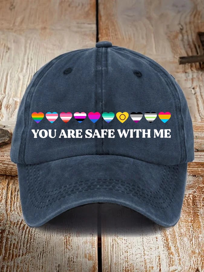 Unisex  YOU ARE SAFE WITH ME Print  Cap