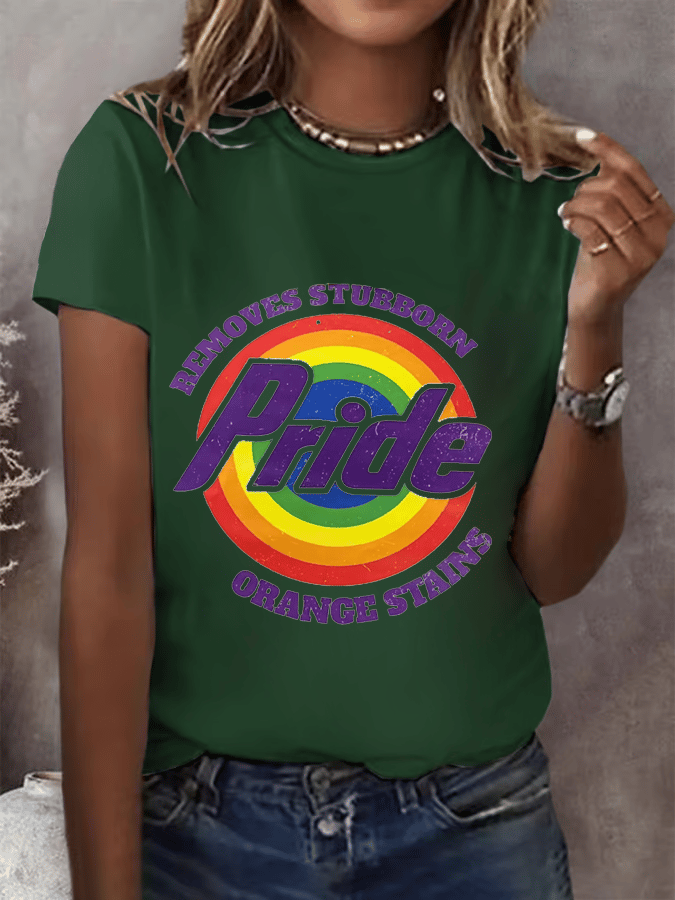 Women's Pride Rainbow Print Casual Crew Neck T-Shirt