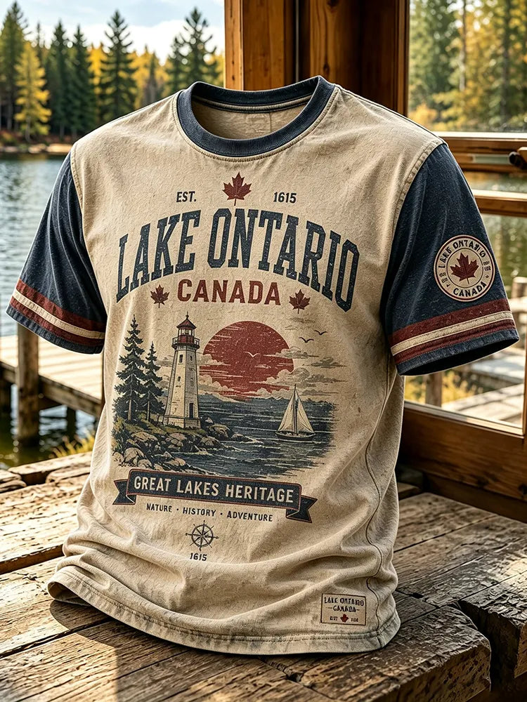 Men's 1615 Ontario Canada Print Casual Crew Neck T-shirt