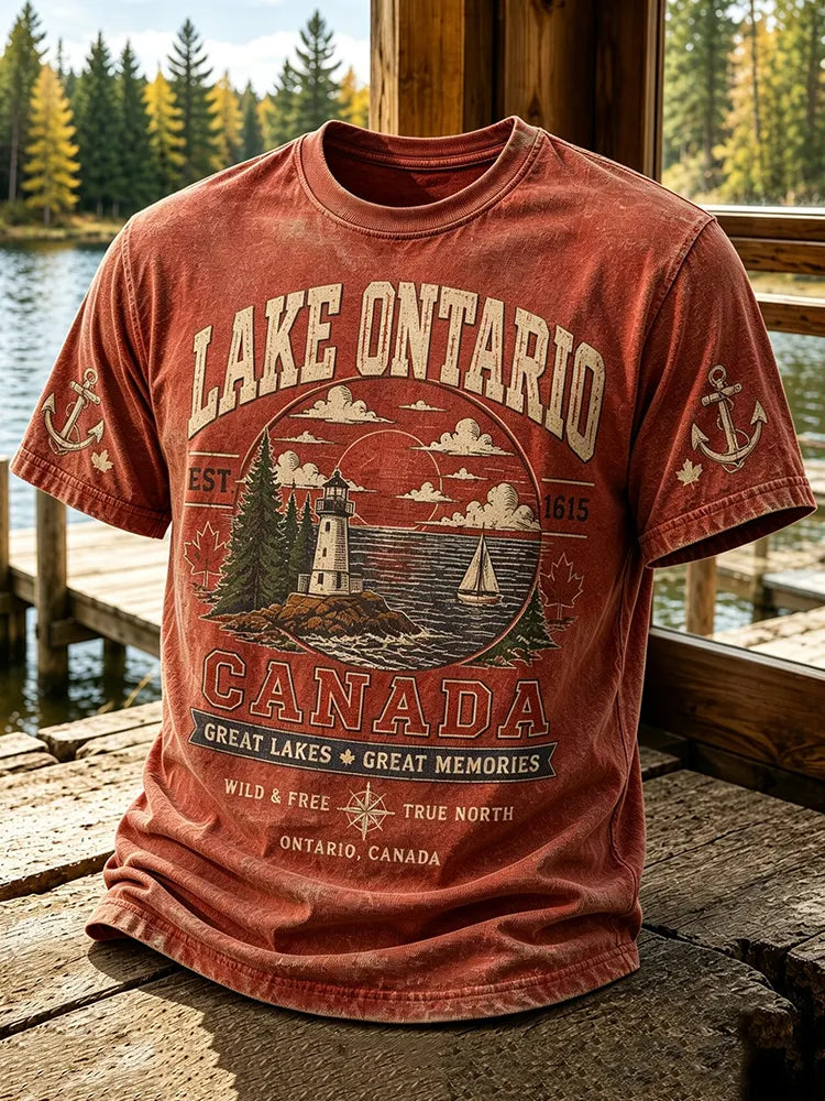 Men's 1615 Ontario Canada Print Casual T-shirt
