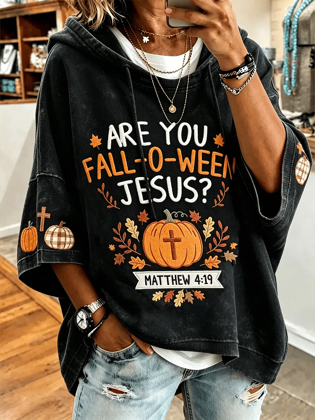 Women's Fall Art Print Hooded Sweatshirt