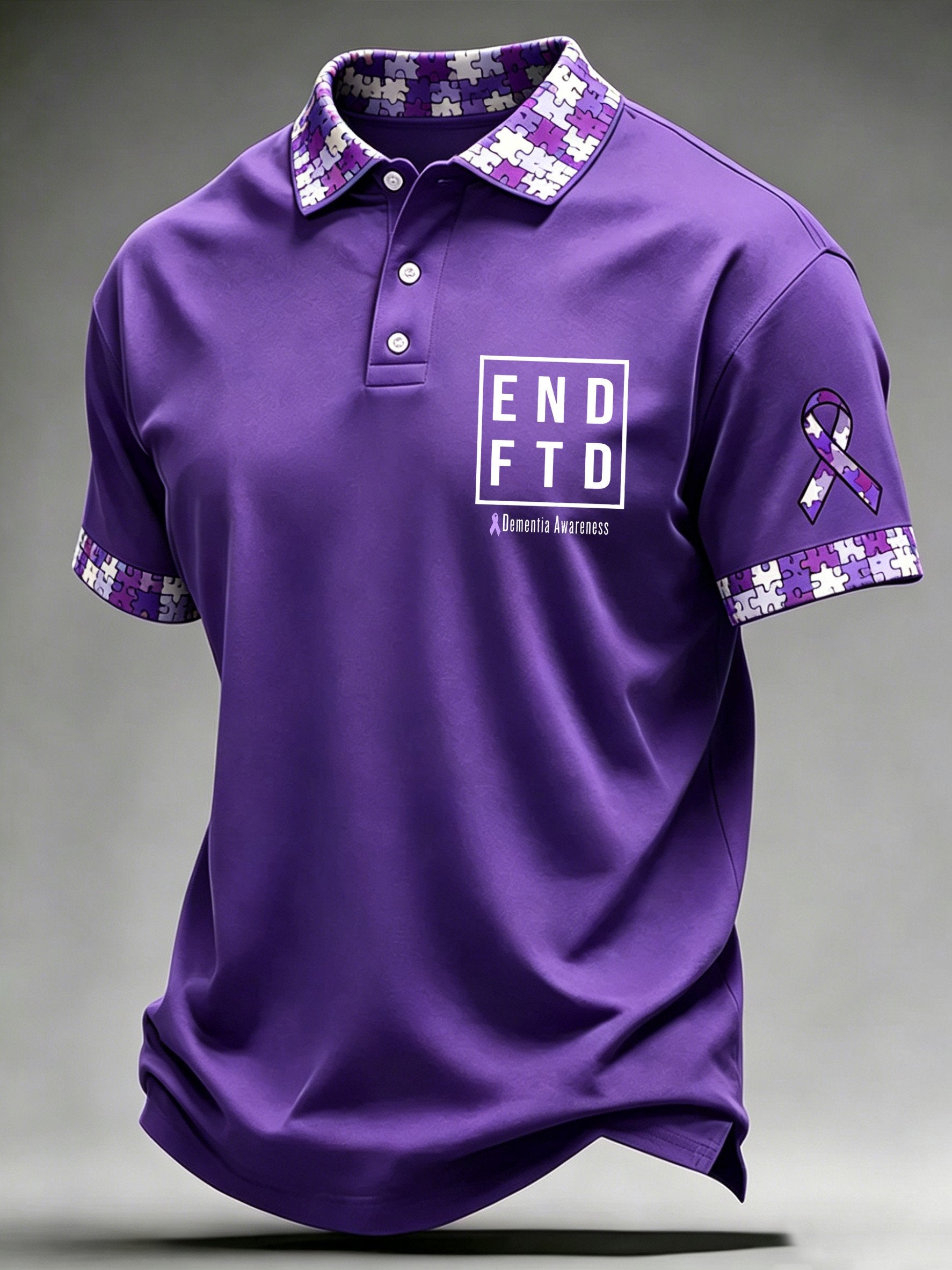 Men's Alzheimer's Awareness Printed Polo Shirt