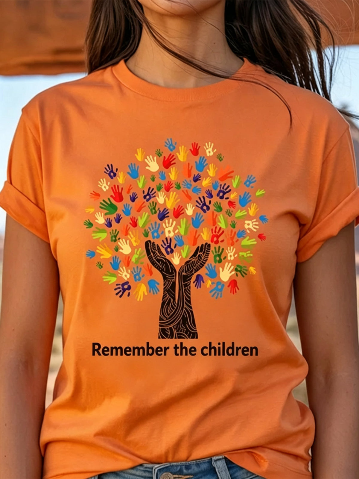 Women's Orange Shirt Day Print Casual T-shirt