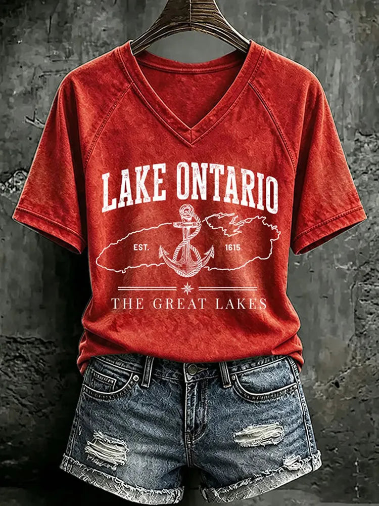 Women’s Lake Ontario Printed Casual T-shirt