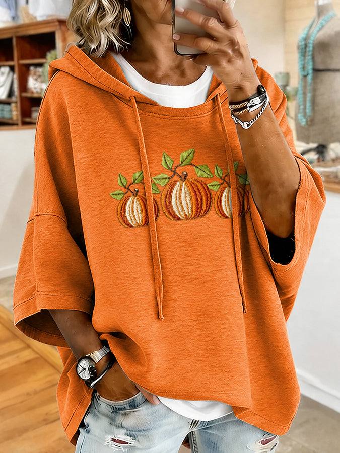 Women'S Casual Pumpkin Print Hoodie