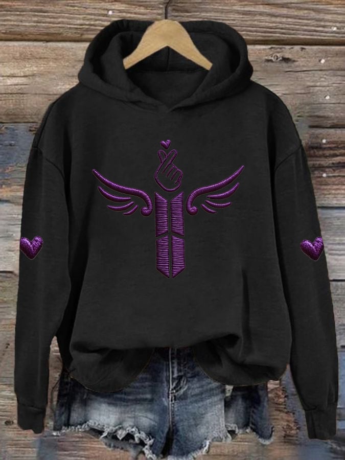 Women's K-pop Print Hooded Top