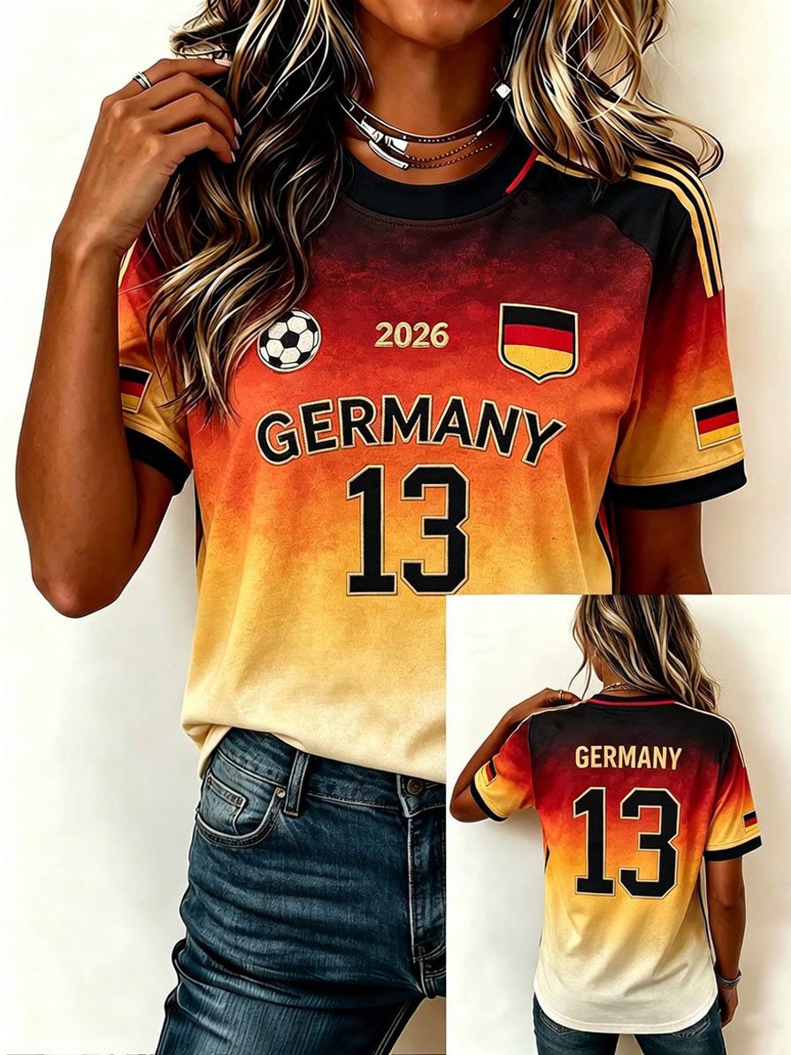 Women's Stylish Germany National Football Team Fan T-Shirt – Crew Neck, Short Sleeve
