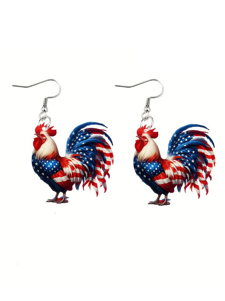 Anniversary Chicken Gnome Bow Heart Shaped Dangle Earrings