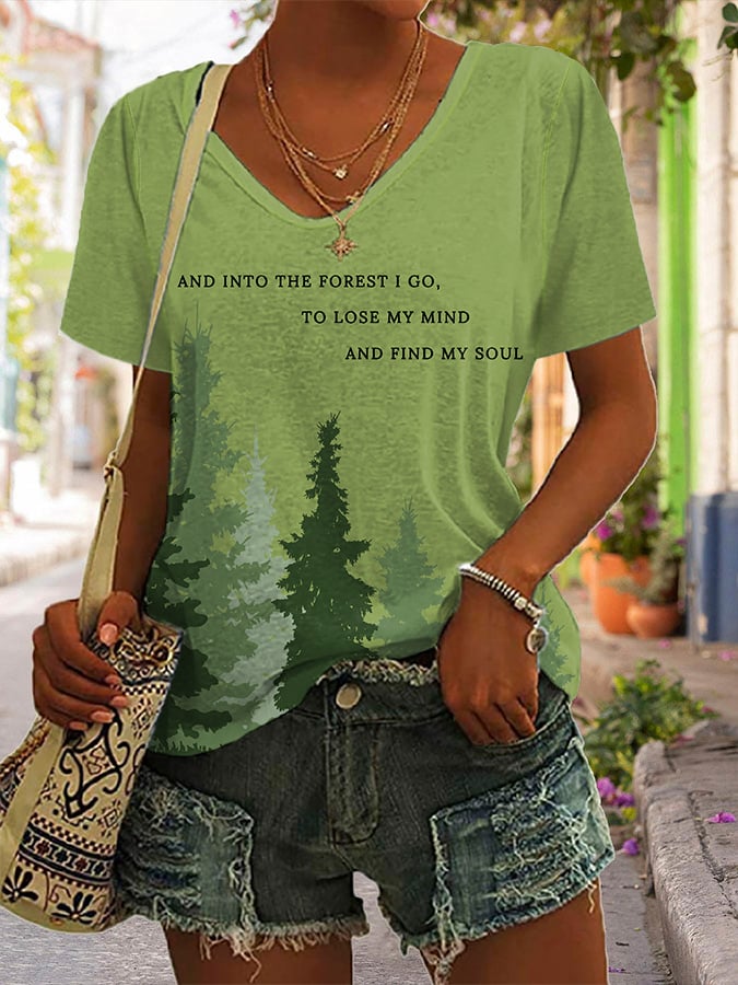 Women's National Park Protection Print V-Neck T-Shirt