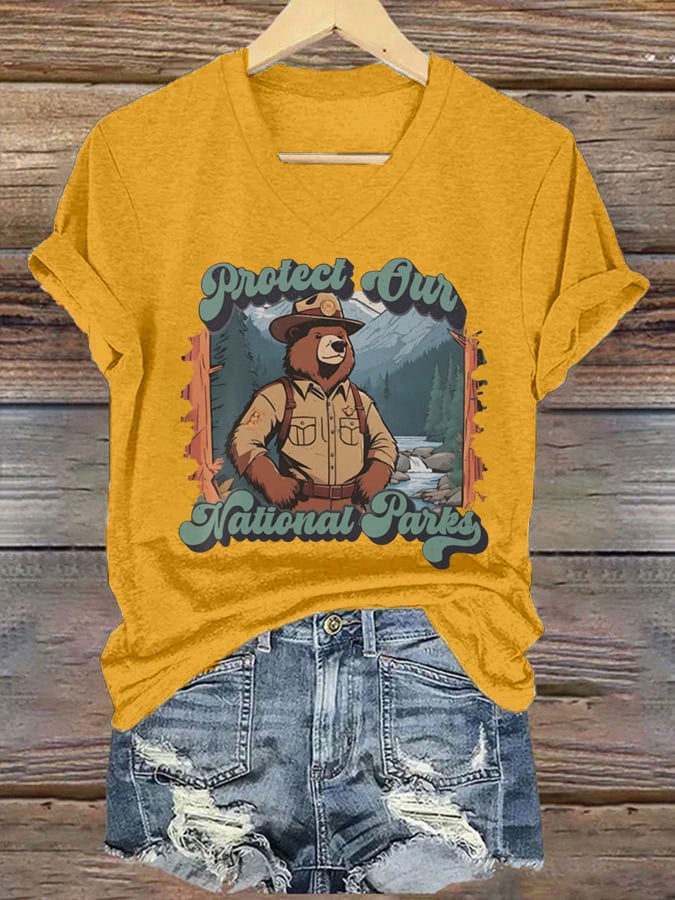 Women's National Park Print Casual T-Shirt
