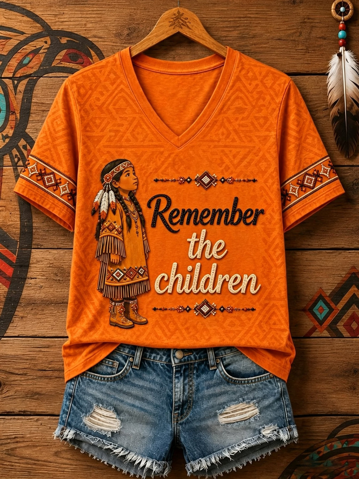Women's Orange Shirt Day Print Casual T-shirt