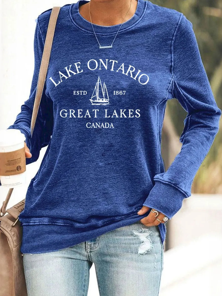 Women’s Lake Ontario Printed Casual Sweatshirt
