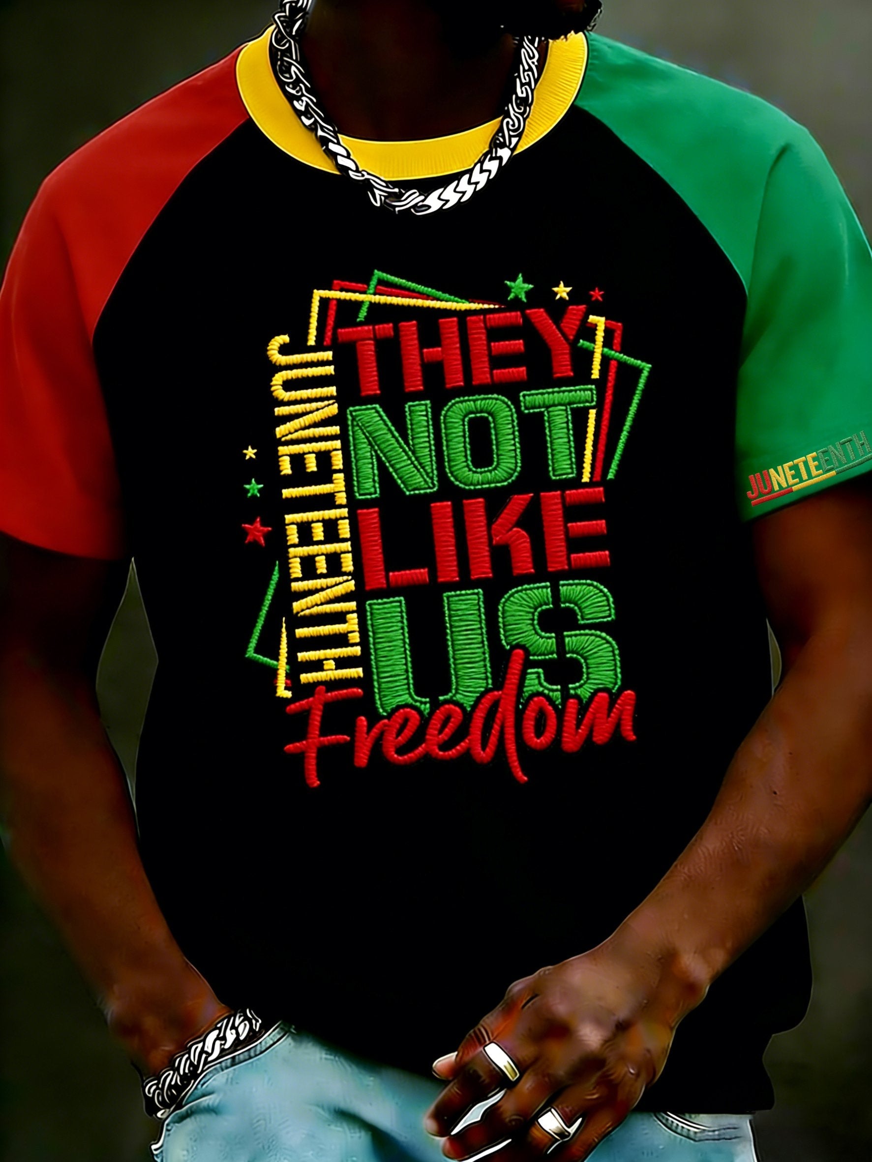 Men's Black Juneteenth Print Short-Sleeve T-Shirt