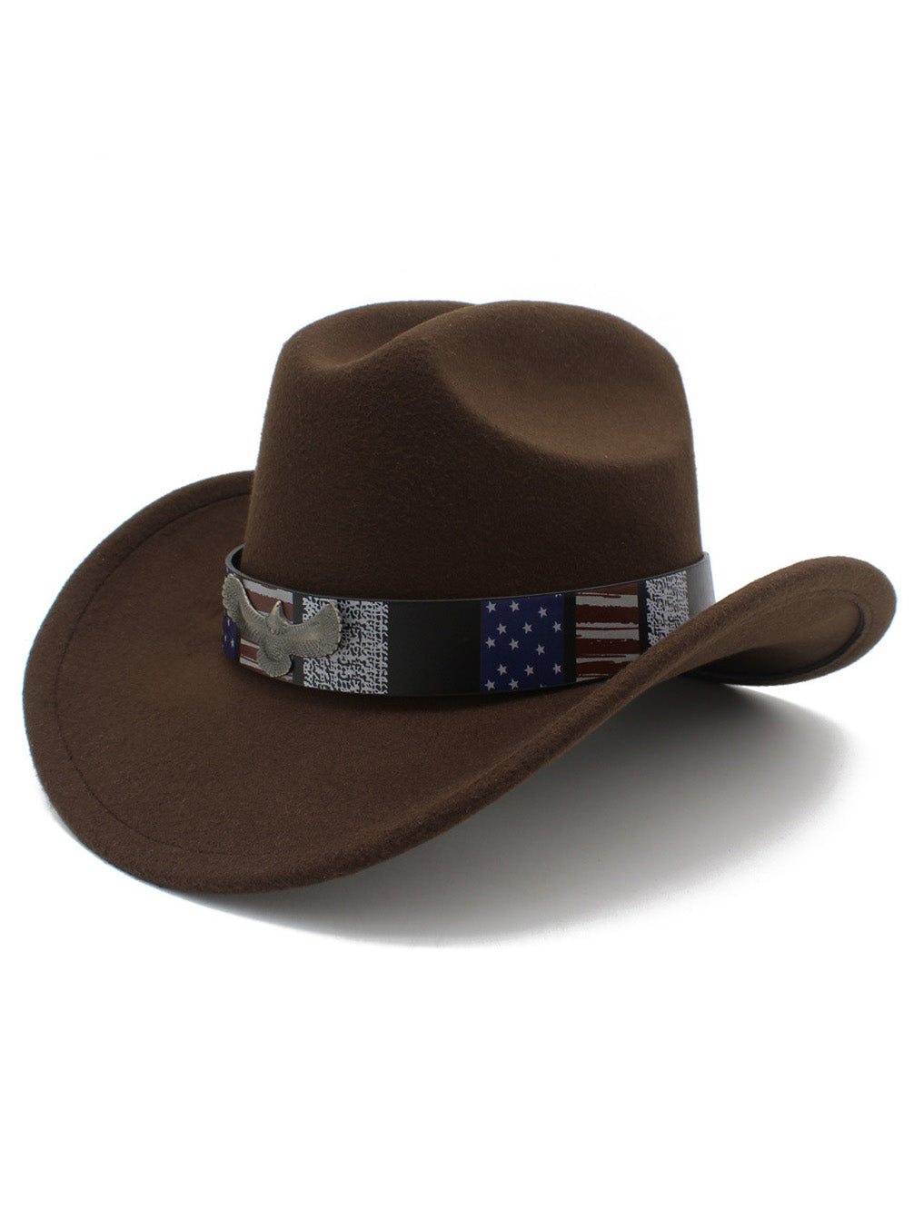 Men's American Flag Eagle Independence Day Wide Brim Cowboy Hat